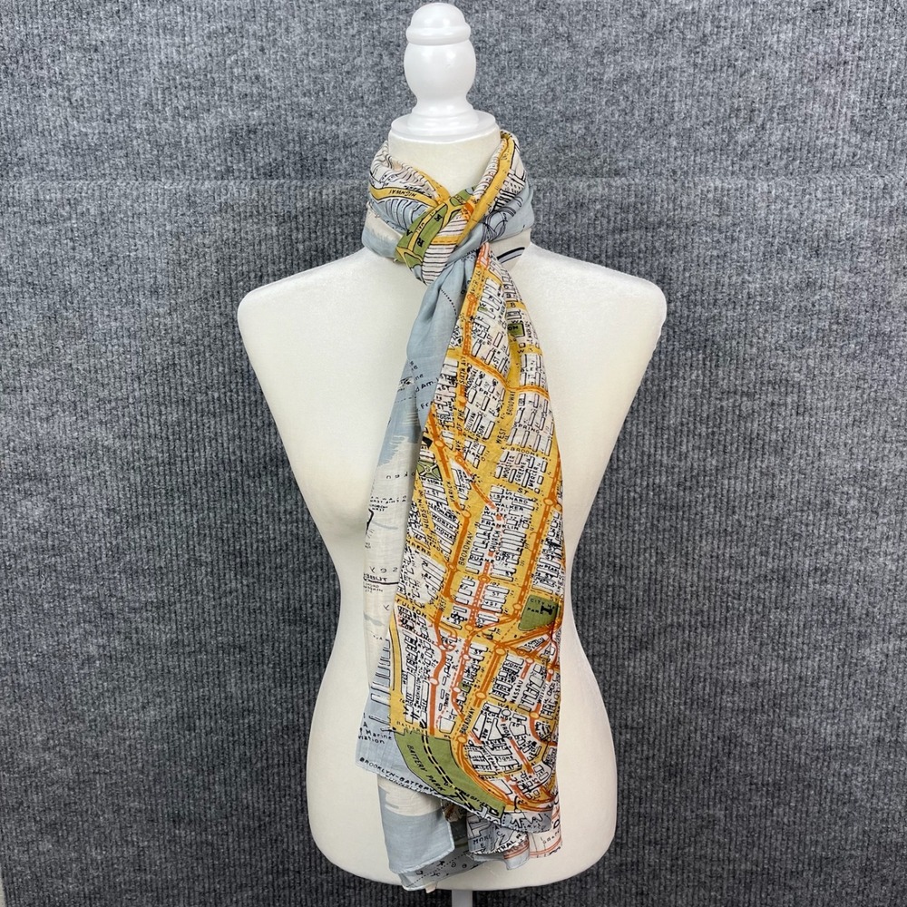 One Hundred Stars Scarf Wrap Womens New York City Subway Street Map Lightweight - Picture 3 of 10